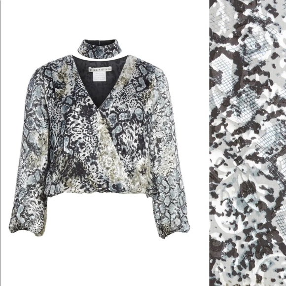 Luba Snakeskin Print Blouson Choker Top - Picture 5 of 6